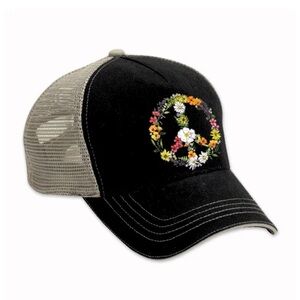 NWT-Floral Peace Sign Trucker Hat